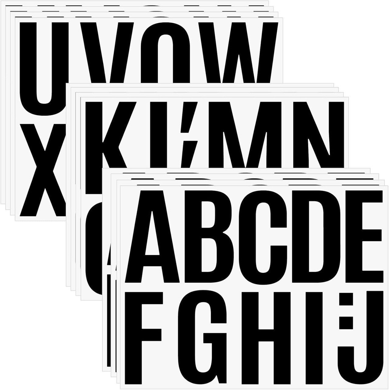 12 Sheet Large Letter Stickers (Black) 8.66 x 7.48 x 0.2 inches